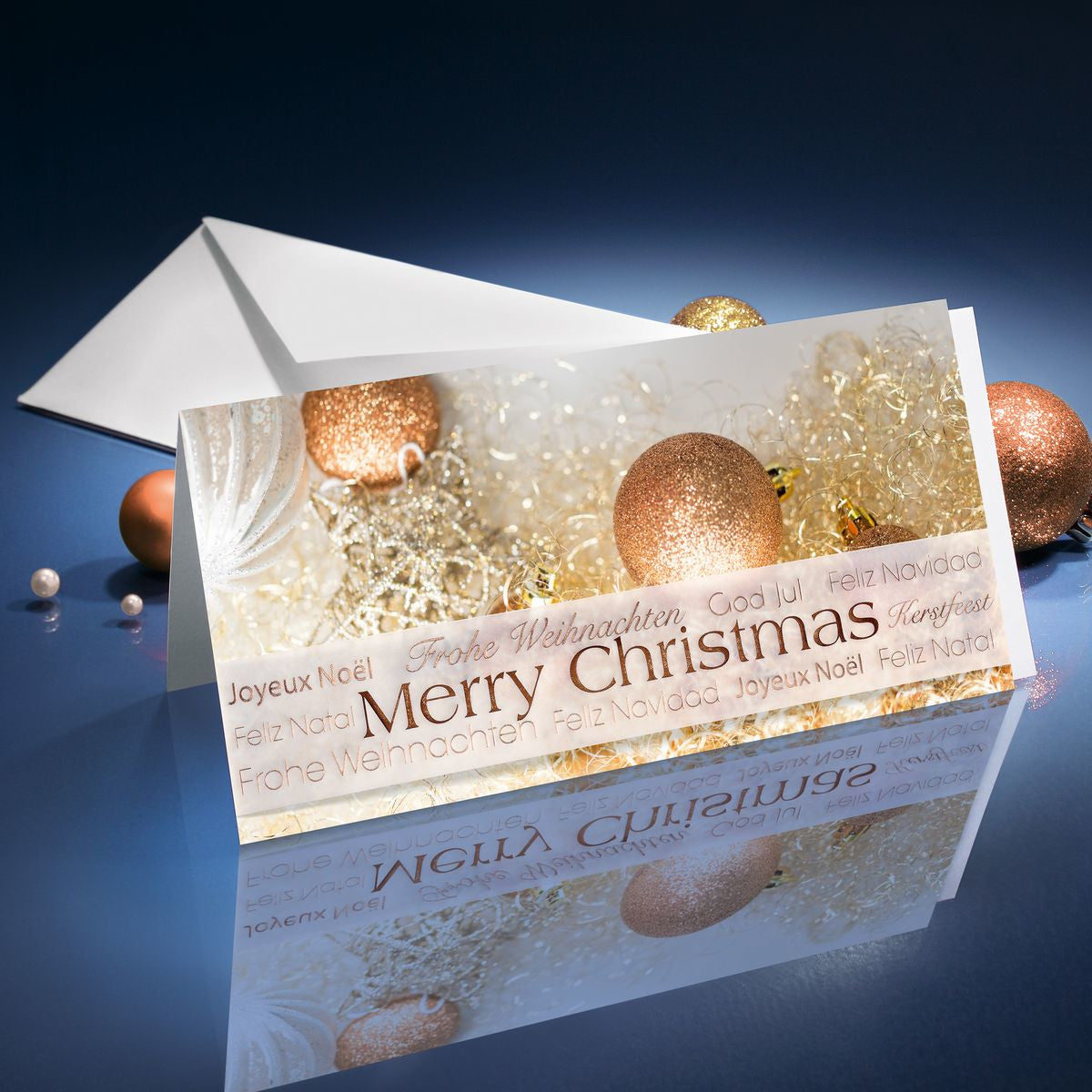 Sigel Weihnachtskarten – DL, mit Couvert, Edelkarton 220 g/m², Gold, Weiss – 10 Stk