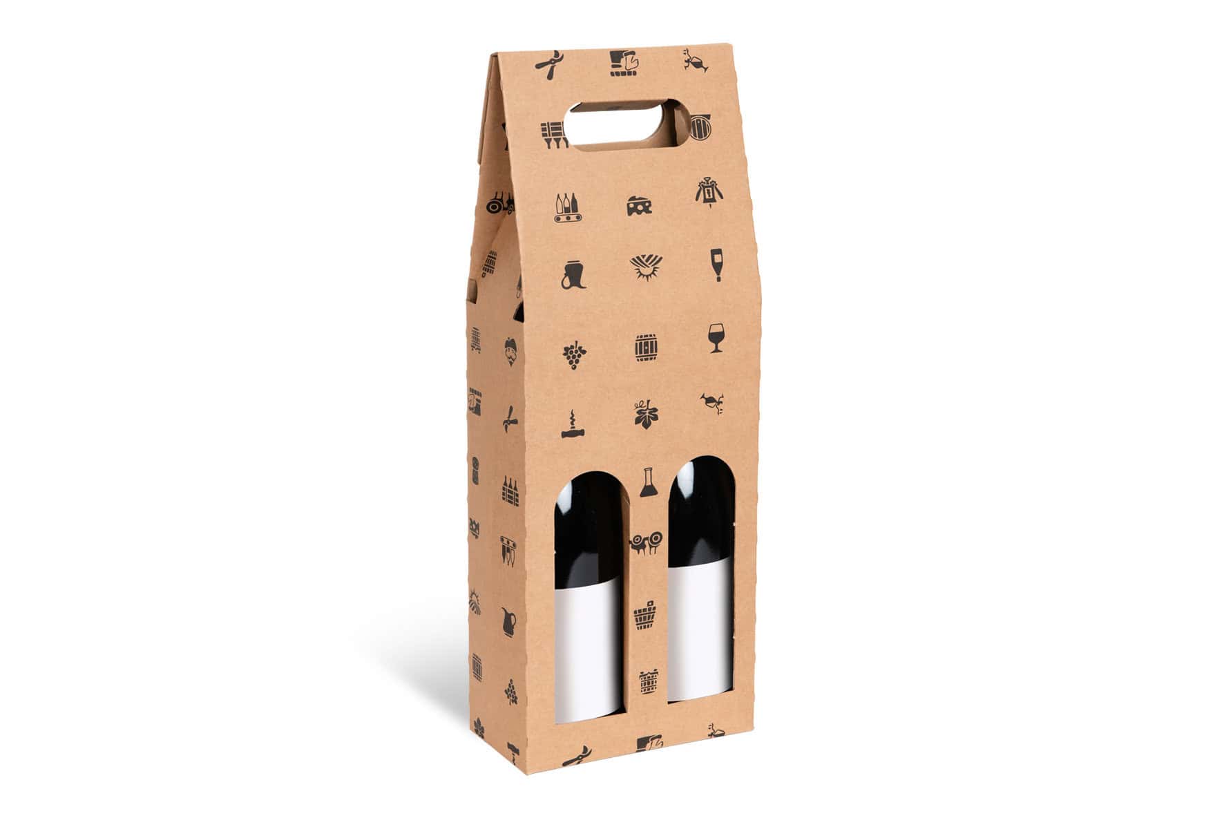 Brieger Weinpräsentkarton Braun – Innenmass 162 × 370 × 81 mm – Für 2 Flaschen – 1 Stk.
