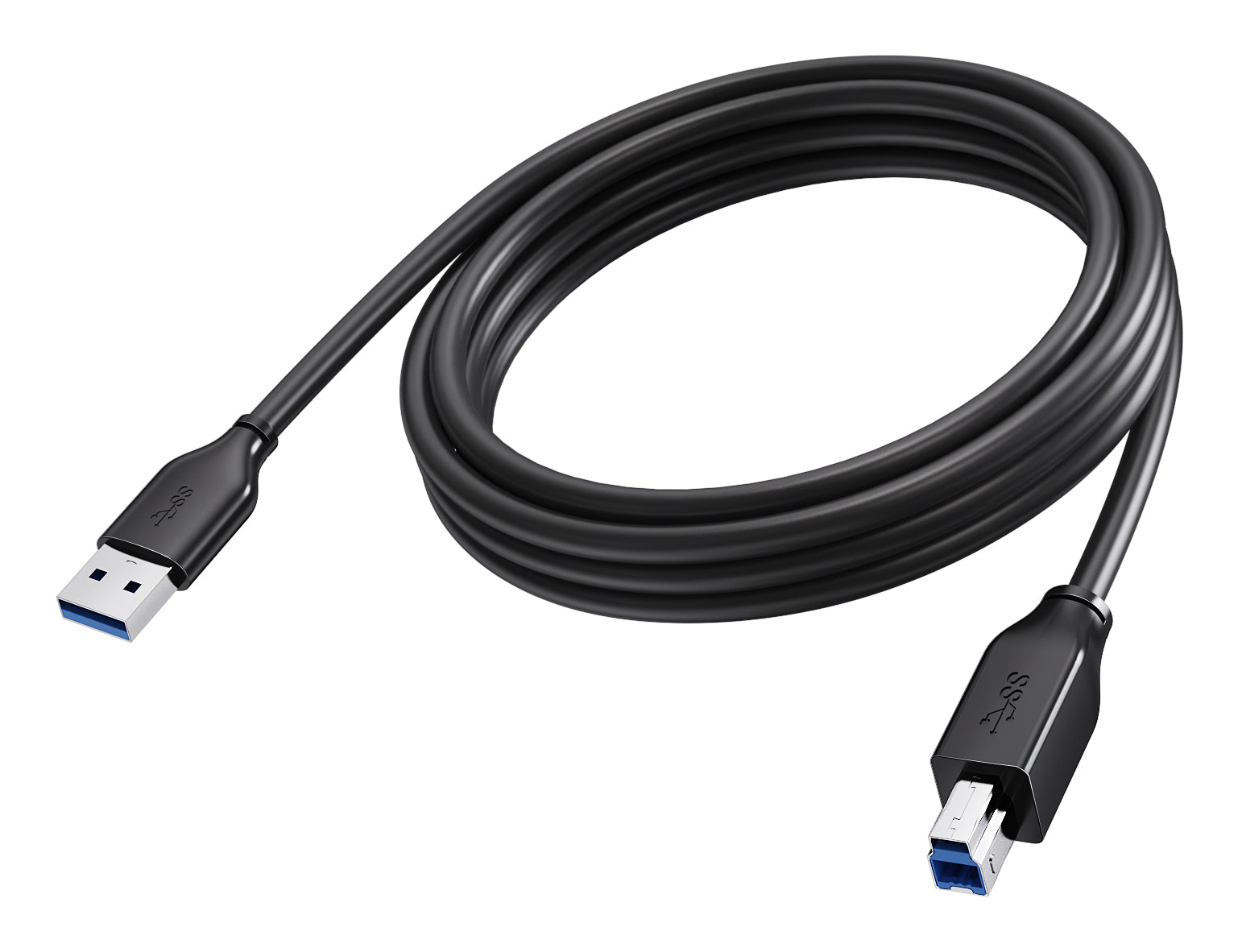Vision USB-A auf USB-B Kabel – USB 3.2 Gen 1 (5 Gbit/s) – 3 m – PVC-Mantel, Schwarz