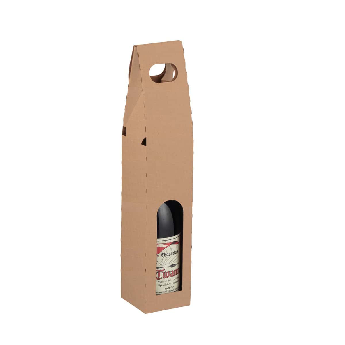 Brieger Weinpräsentkarton Braun – Innenmass 81 × 370 × 81 mm – Für 1 Flasche – 1 Stk.