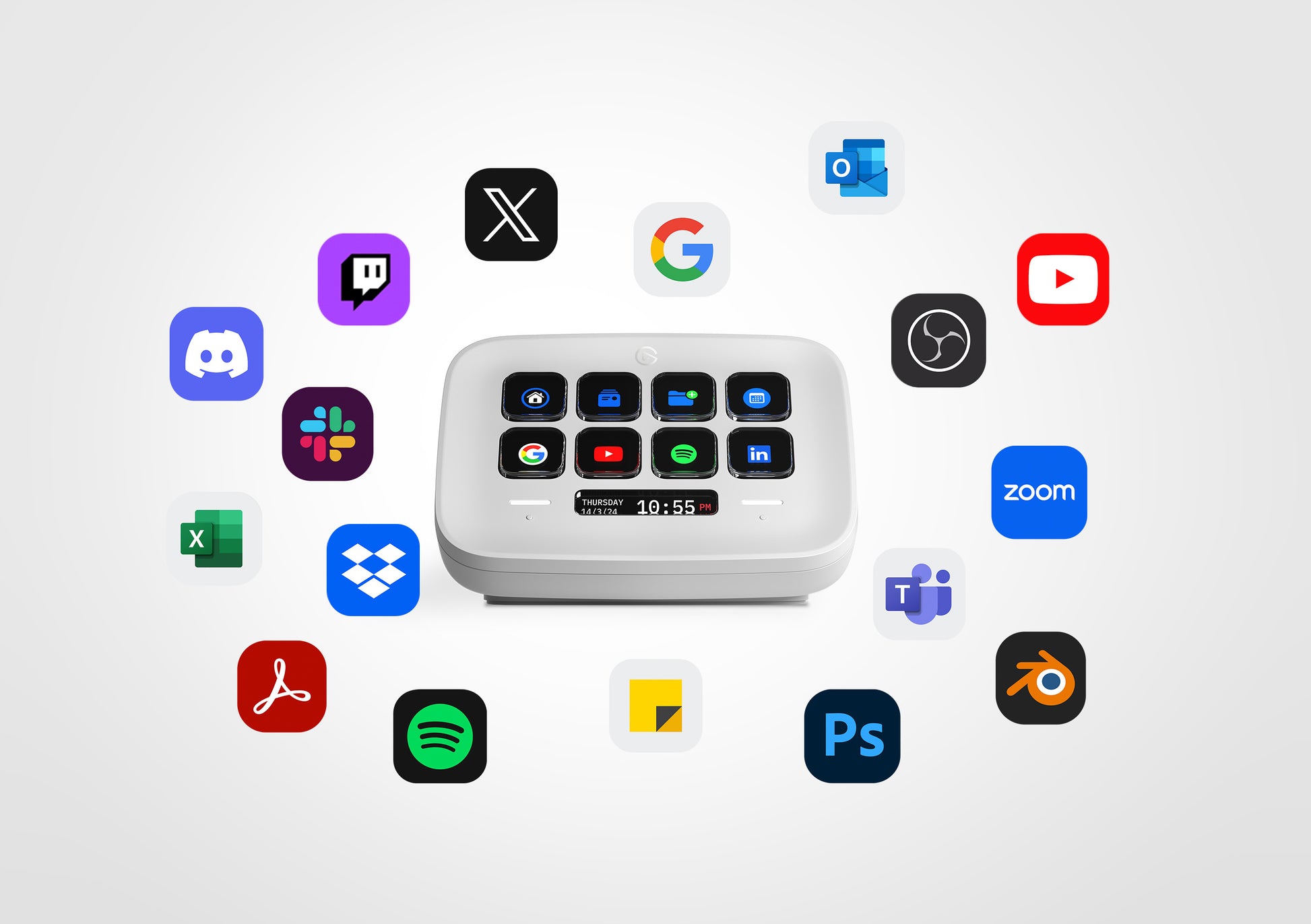 Elgato Stream Deck Neo – Keypad-Steuerpult – kabelgebunden – USB-C – LCD-Tasten – Weiss