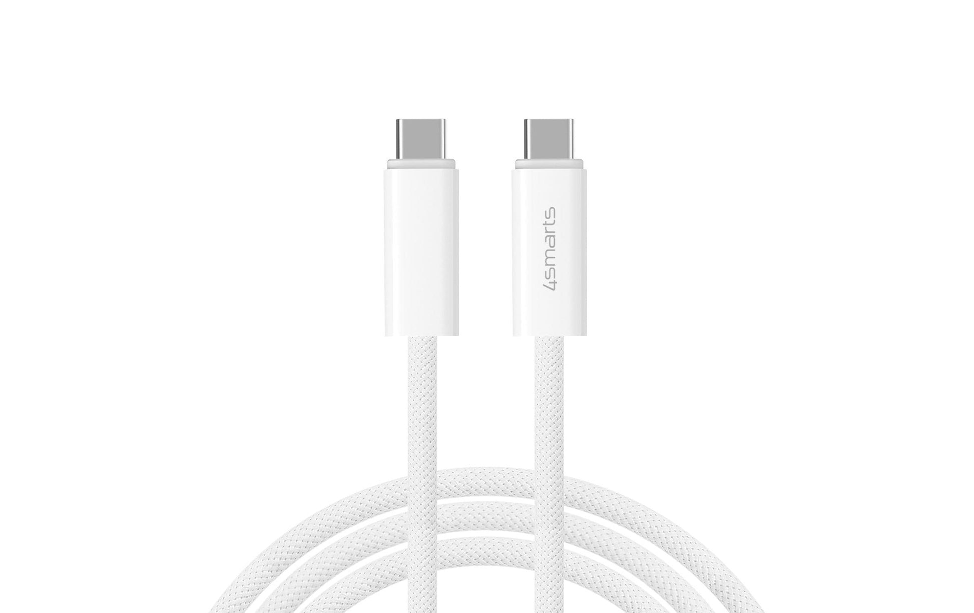 4smarts USB-C auf USB-C Kabel – USB 3.2 Gen 2 (10 Gbit/s) – 1,5 m – PD 240 W – Geflochten – Weiss
