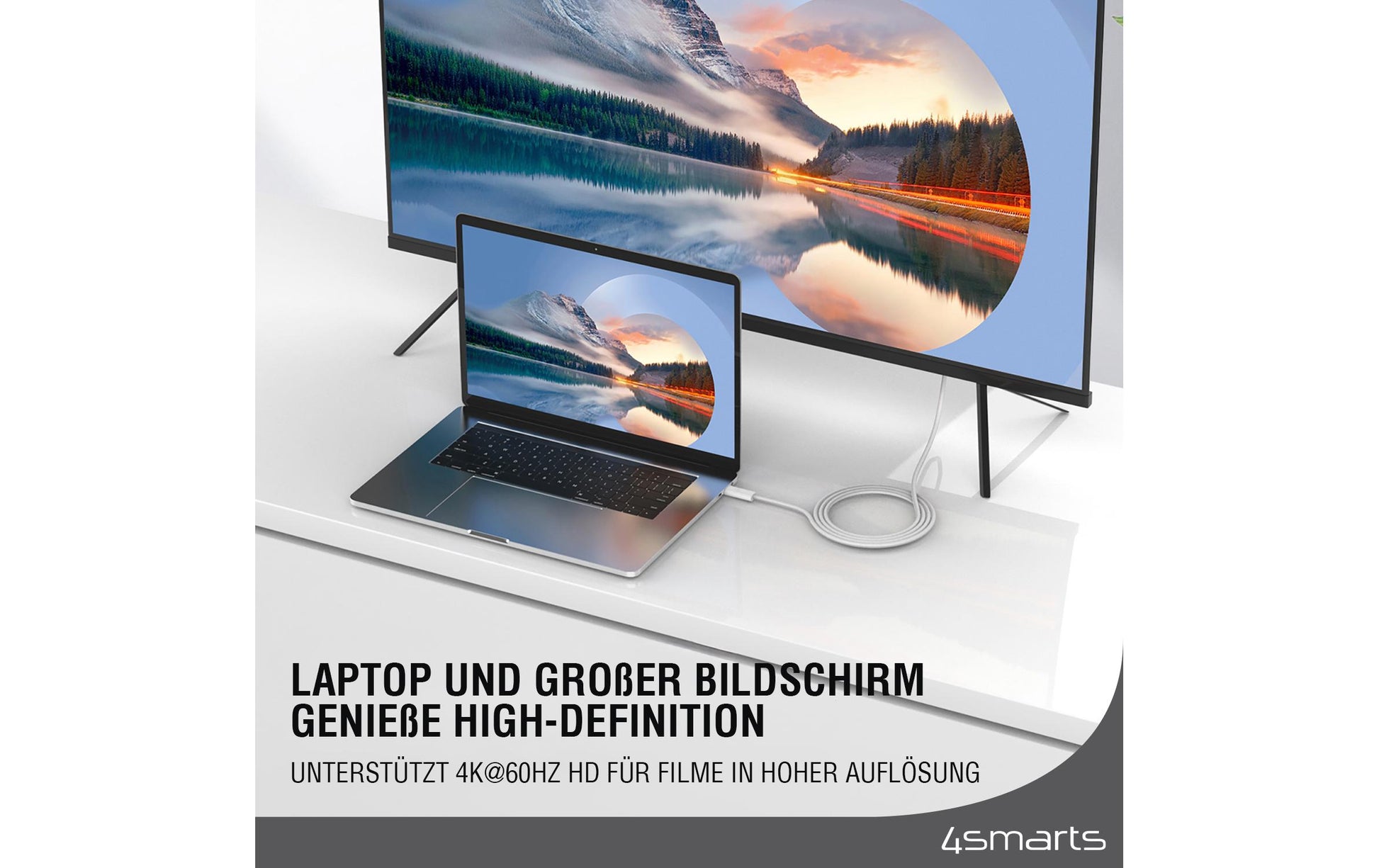 4smarts USB-C auf HDMI Kabel 4K – 2 m – Weiss