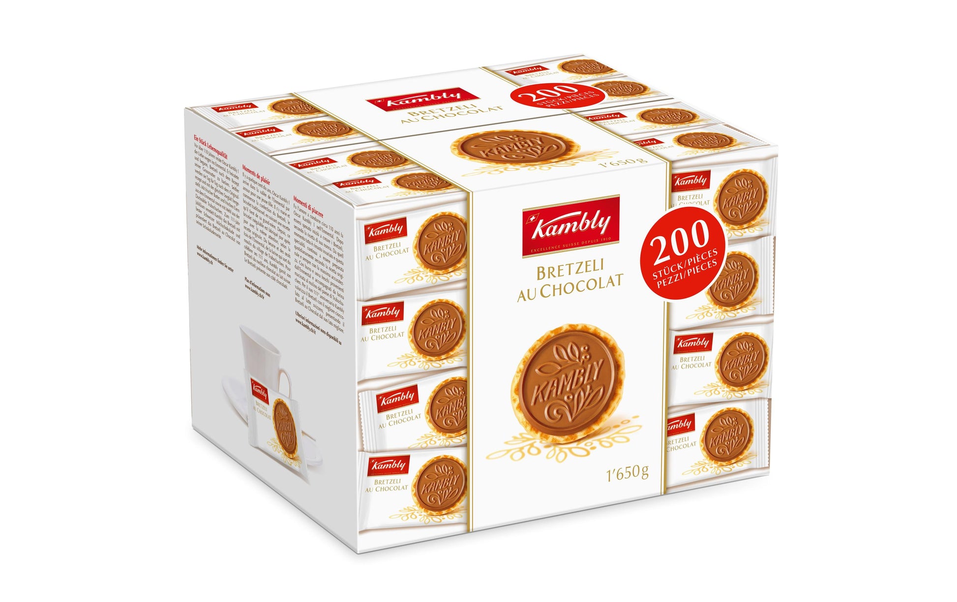Kambly Bretzeli au Chocolat – Milchschokolade, Box, 200 Stück (1,65 kg)