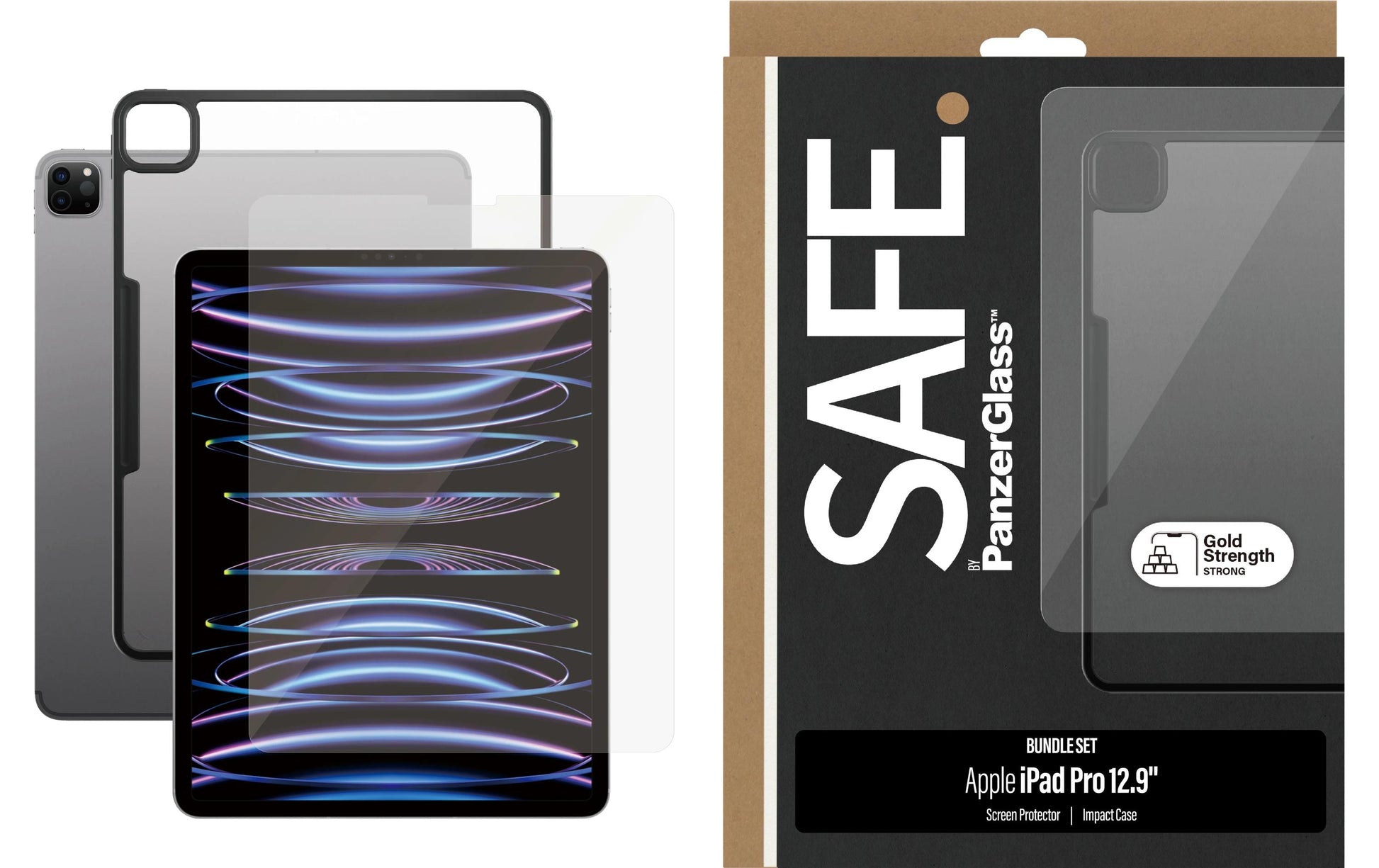 PanzerGlass SAFE. Ultra Wide Fit Displayschutzfolie – für iPad Pro 12,9" (5. Gen./2021), Gehärtetes Glas