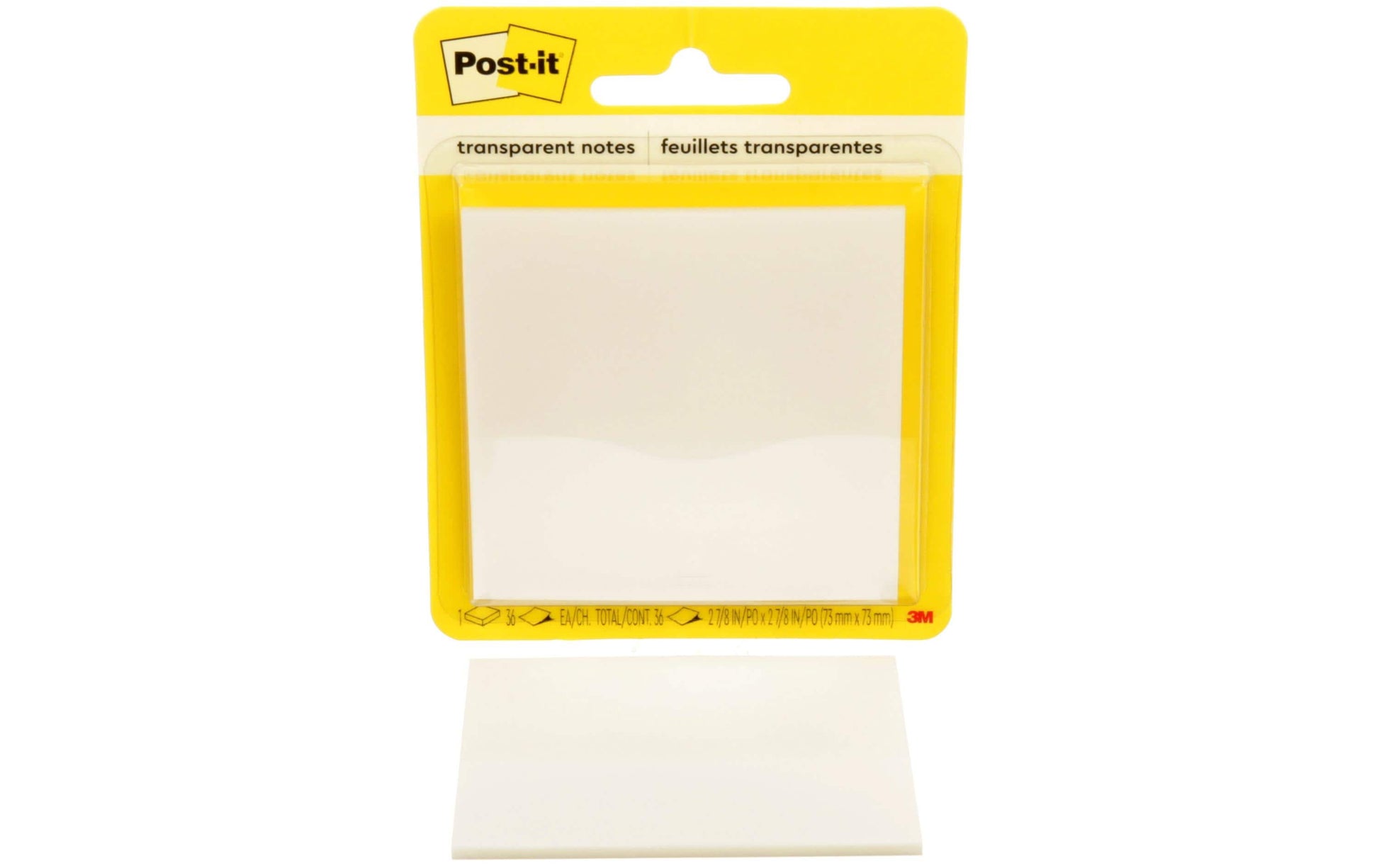 Post-it Haftnotizen – 73 × 73 mm – transparent, 36 Blatt/Block