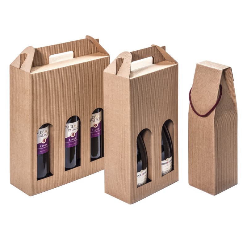 Brieger Flaschentüte offene Welle braun – 89 × 330 × 89 mm – für 1 Flasche