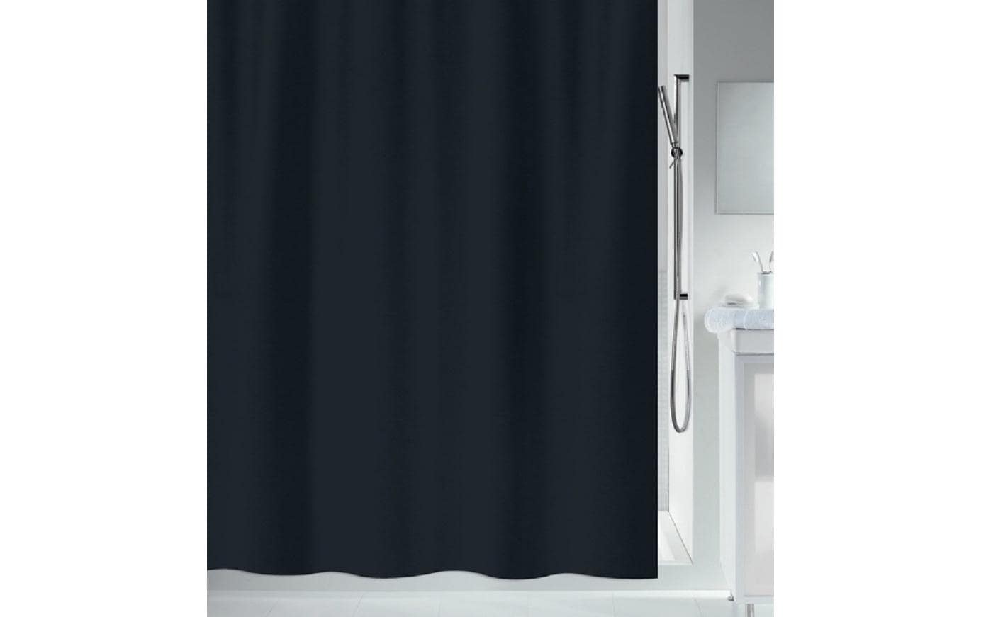 Spirella PRIMO Duschvorhang – 120 × 200 cm – Schwarz – Polyester – Waschbar bei 30 °C