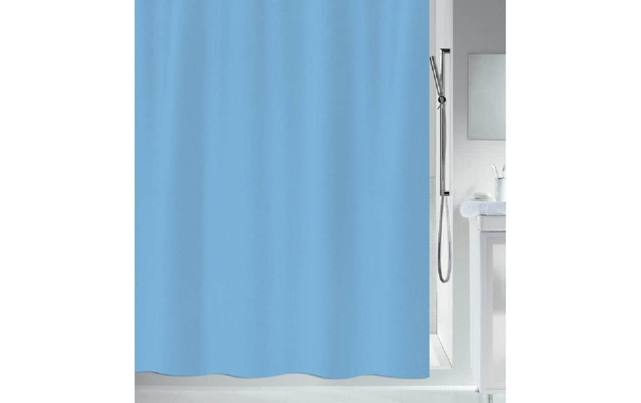 Spirella Duschvorhang – 180×180 cm, Polyester (PES), Ring-Befestigung, Hellblau