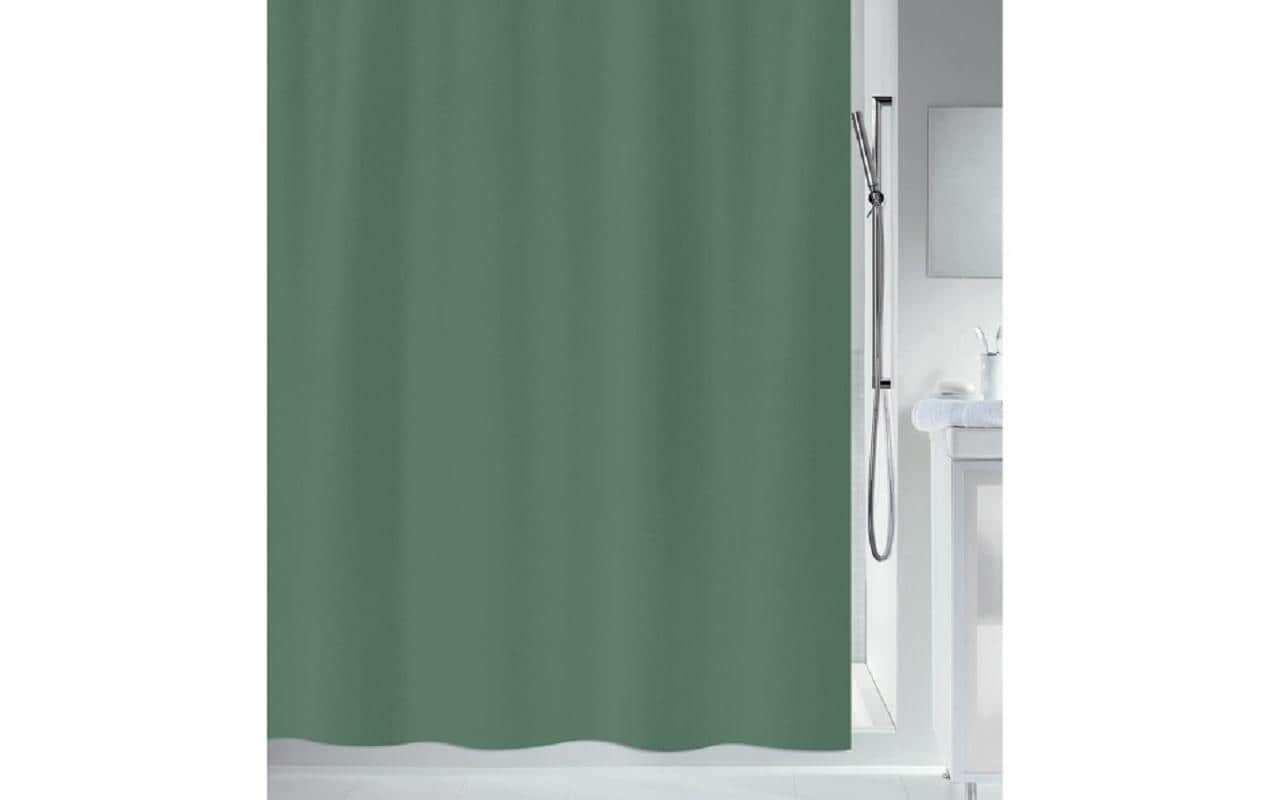 Spirella Duschvorhang – 180×180 cm, Polyester (PES), mit Ringen, Dunkelgrün