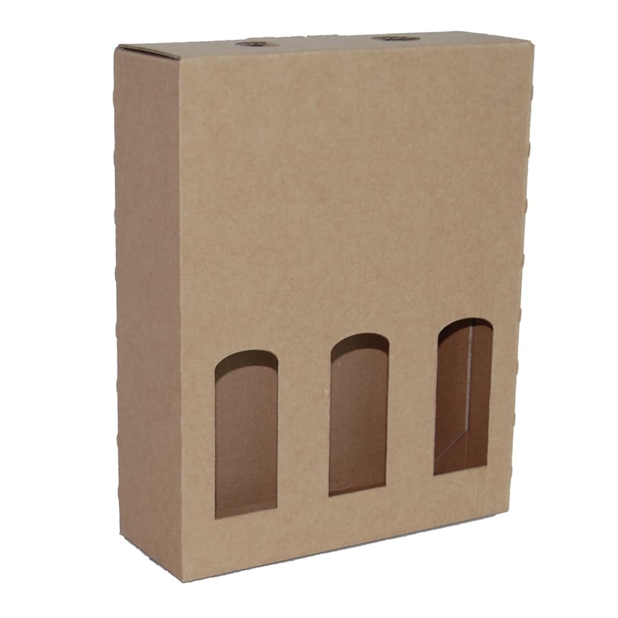 Brieger Präsentkarton braun – 60 × 228 × 182 mm – für 3 Flaschen – 1 Stk.