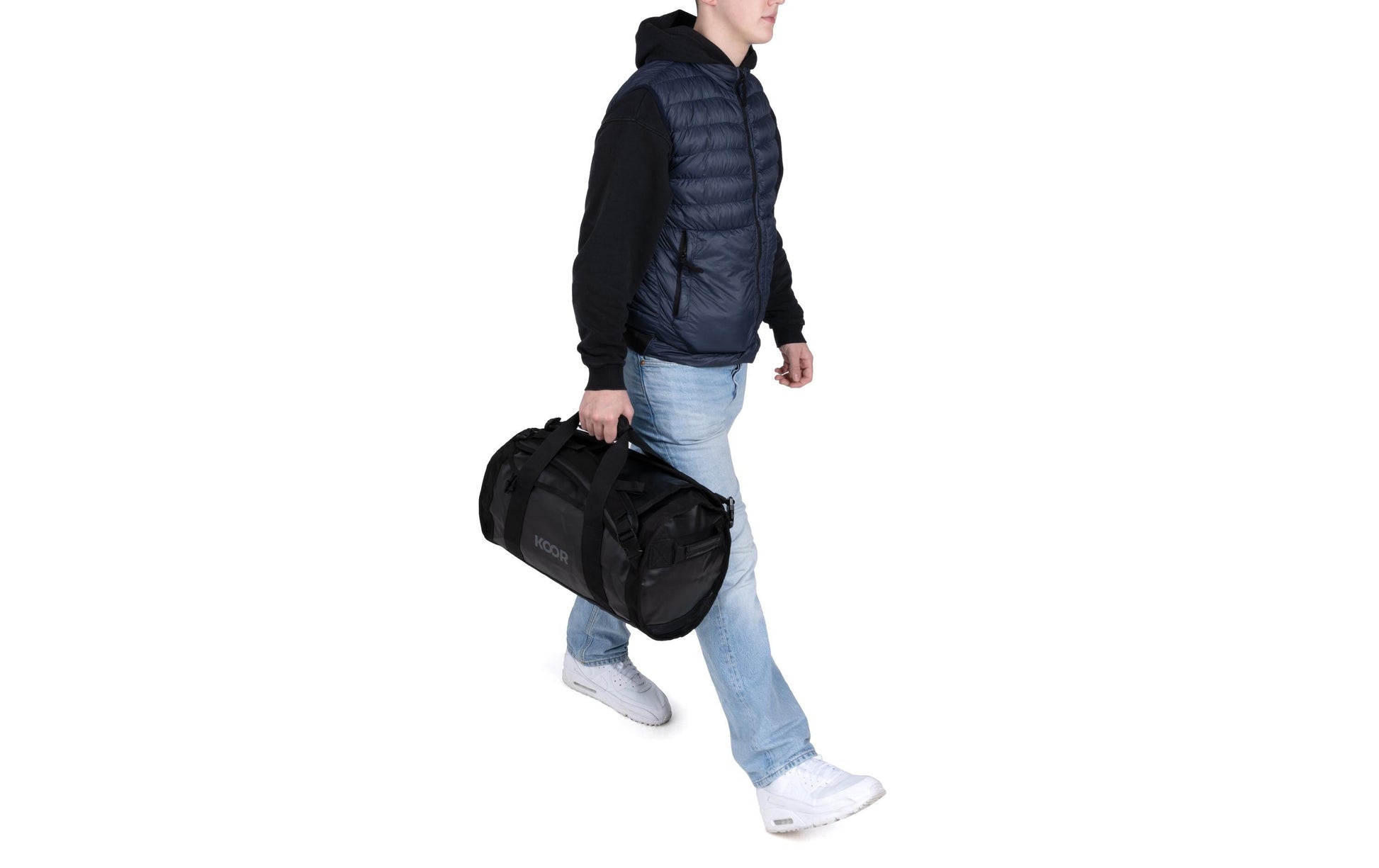 KOOR Sporttasche – 30 l, aus rPET, schwarz, 30,5 × 40 × 50 cm