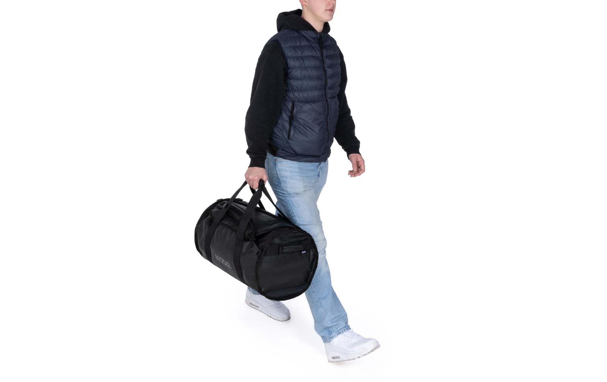 KOOR Sporttasche Sooma – 50 l, aus rPET, schwarz, 37 × 40,5 × 60,5 cm