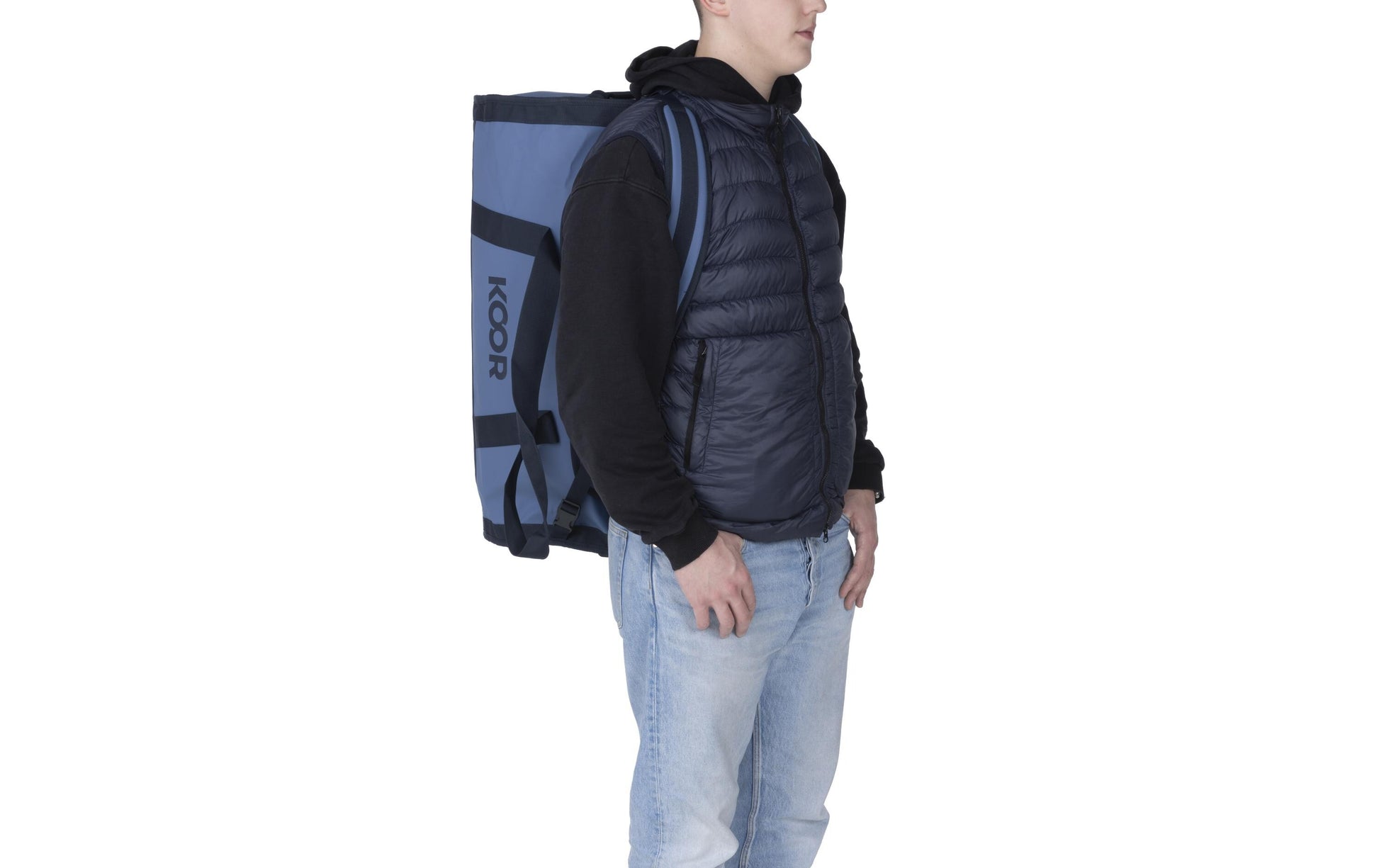 KOOR Sporttasche – 70 l, aus rPET, blau, 38,5 × 38,5 × 73 cm