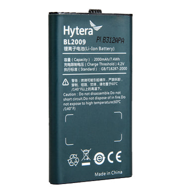 Hytera BL2009 – Li‑Ion Akku, 2000 mAh, 3,7 V, 37 g, Schwarz