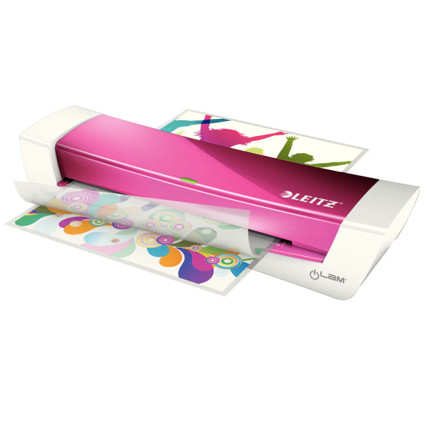 Leitz iLAM Home Office WOW Laminiergerät A4 – 2-Rollen, 80–125 µm, Aufheizzeit 2 Min., 310 mm/min, Pink