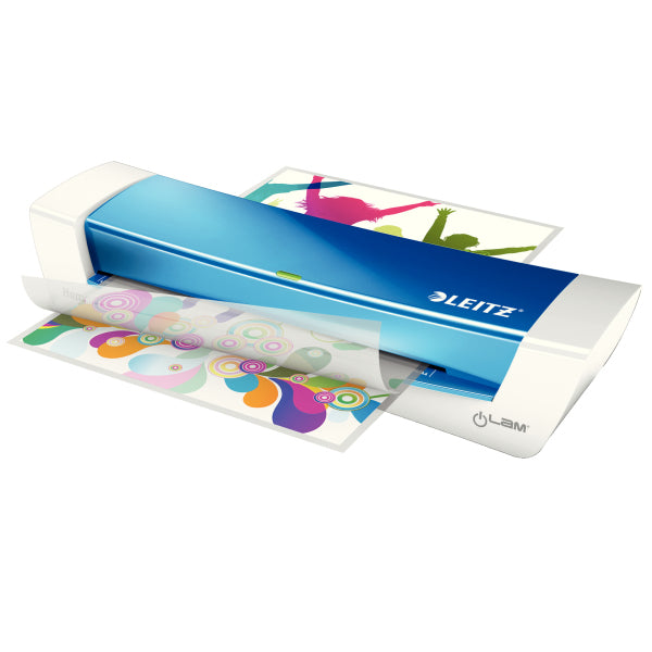 Leitz iLAM Home Office WOW Laminiergerät A4 – 2-Rollen, 80–125 µm, 2 Min. Aufheizzeit, 310 mm/min, blau