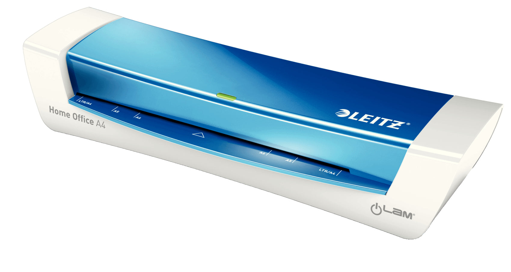 Leitz iLAM Home Office WOW Laminiergerät A4 – 2-Rollen, 80–125 µm, 2 Min. Aufheizzeit, 310 mm/min, blau