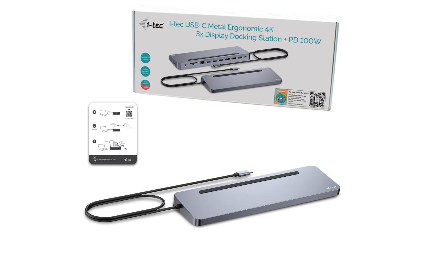 i-tec Dockingstation – USB-C, 2× DP, 1× HDMI, 4× USB-A, 1× USB-C, 100 W PD, GbE, für Windows/Mac