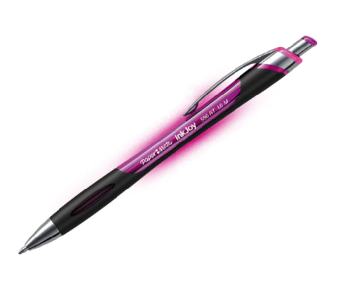 Papermate InkJoy 550 RT Kugelschreiber – 12er Pack, Magenta, 1 mm Spitze, Druck, weicher Griff