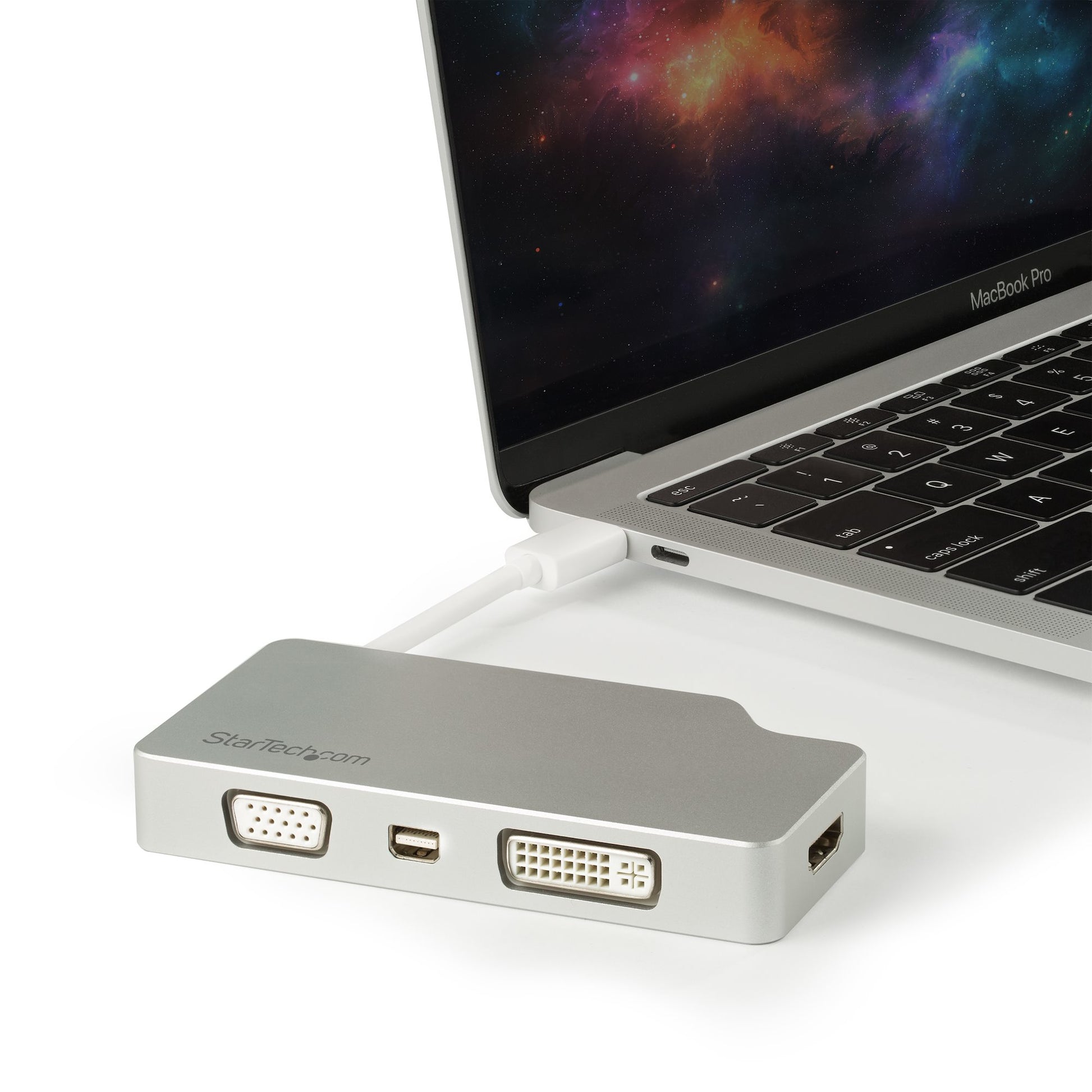StarTech.com USB-C Adapter zu HDMI/DVI/VGA/mDP – 4K (3840 × 2160) @ 60 Hz, HDMI 1.4, 0,11 m, Silber