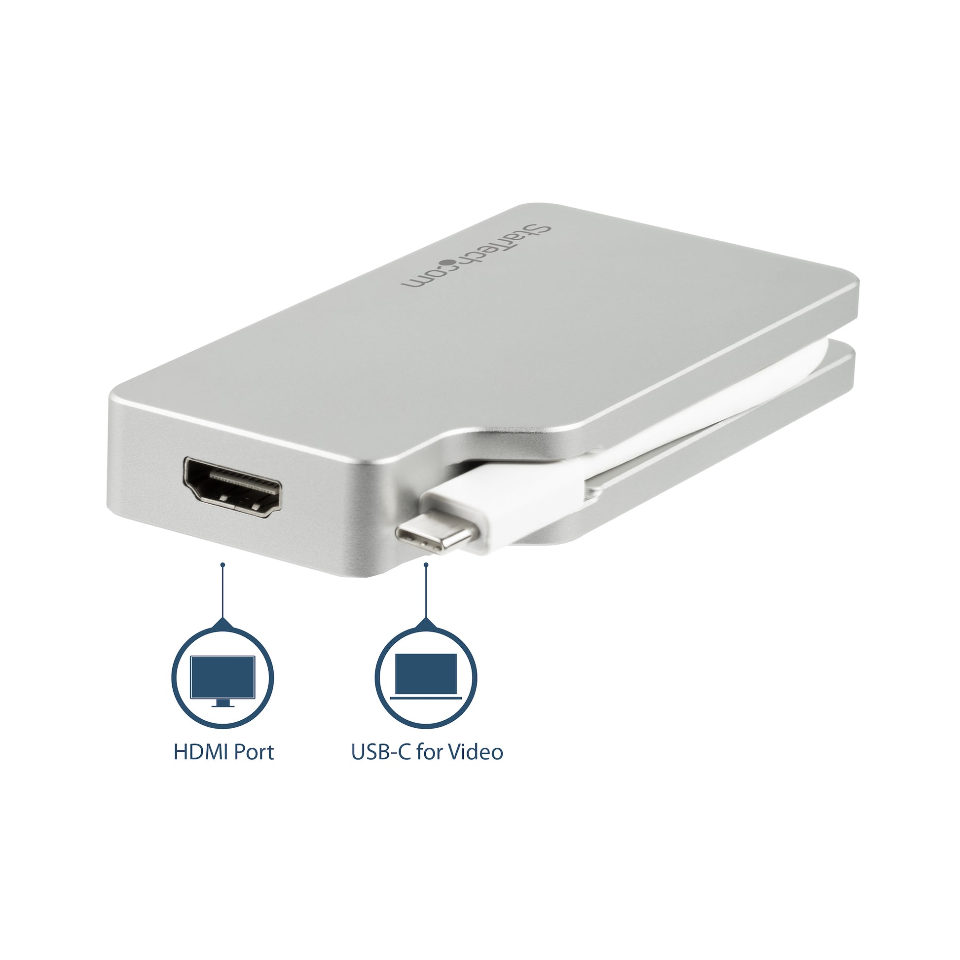 StarTech.com USB-C Adapter zu HDMI/DVI/VGA/mDP – 4K (3840 × 2160) @ 60 Hz, HDMI 1.4, 0,11 m, Silber
