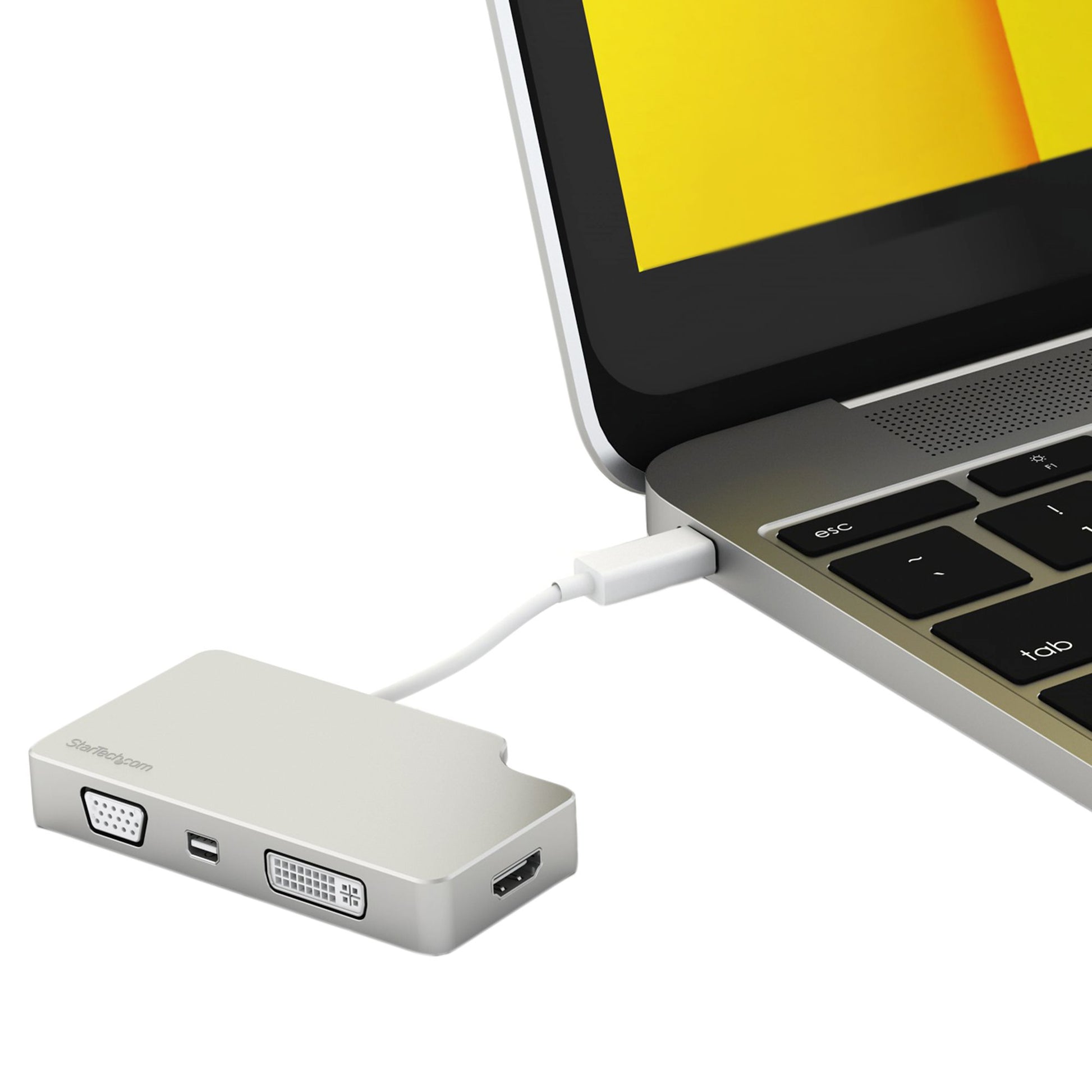 StarTech.com USB-C Adapter zu HDMI/DVI/VGA/mDP – 4K (3840 × 2160) @ 60 Hz, HDMI 1.4, 0,11 m, Silber