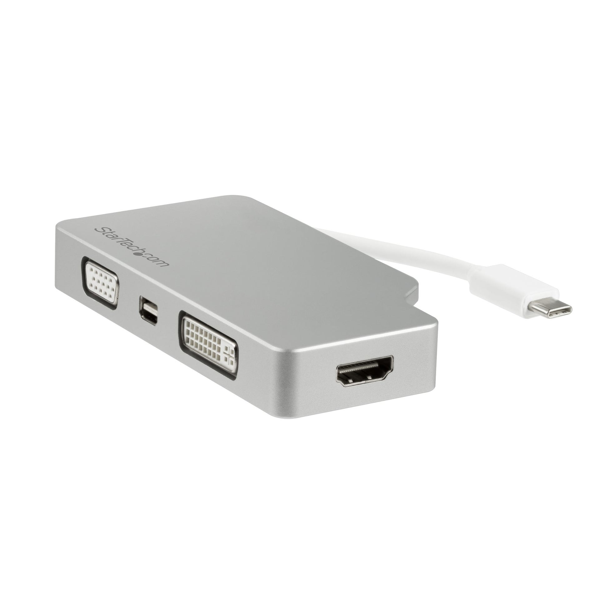 StarTech.com USB-C Adapter zu HDMI/DVI/VGA/mDP – 4K (3840 × 2160) @ 60 Hz, HDMI 1.4, 0,11 m, Silber