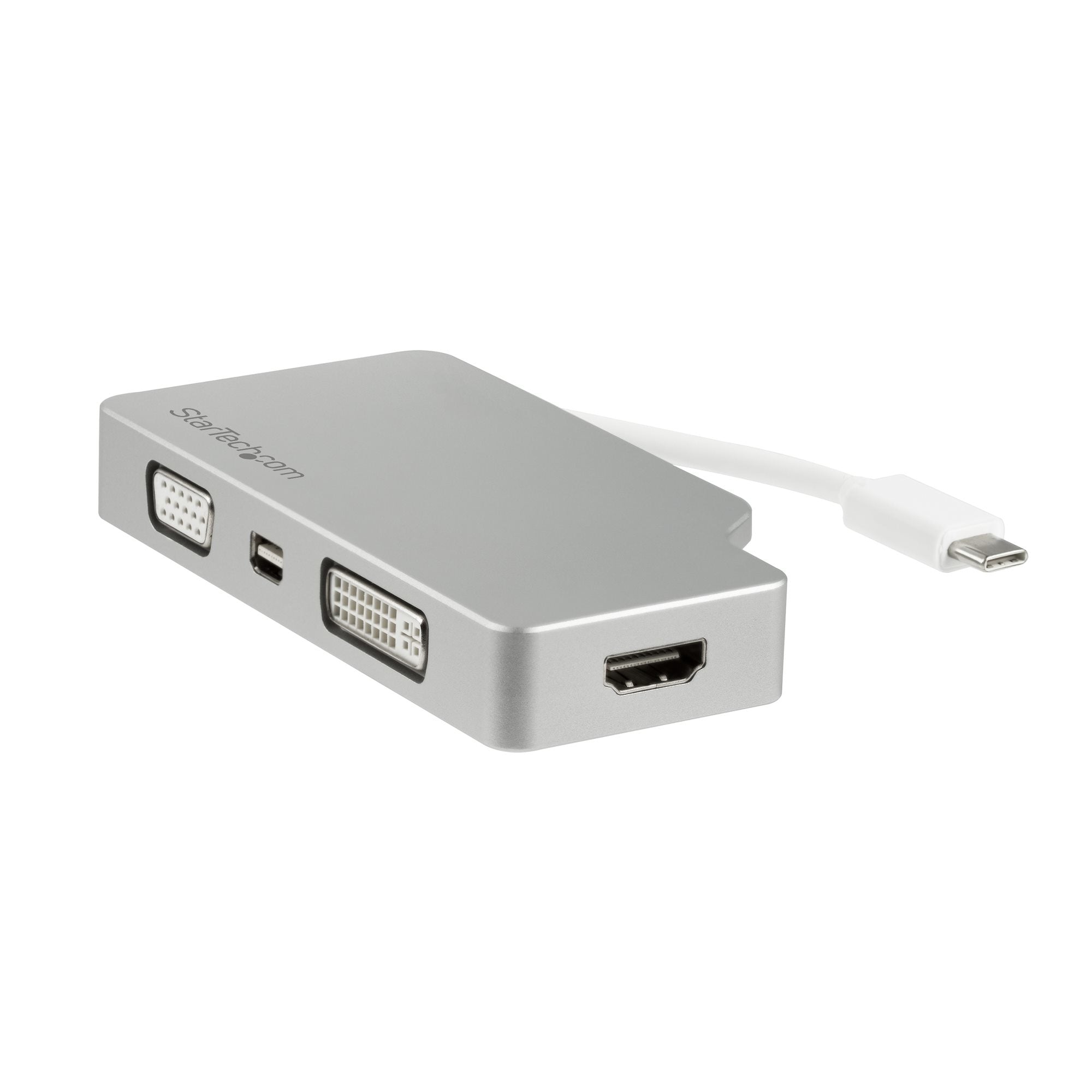 StarTech.com USB-C Adapter zu HDMI/DVI/VGA/mDP – 4K (3840 × 2160) @ 60 Hz, HDMI 1.4, 0,11 m, Silber