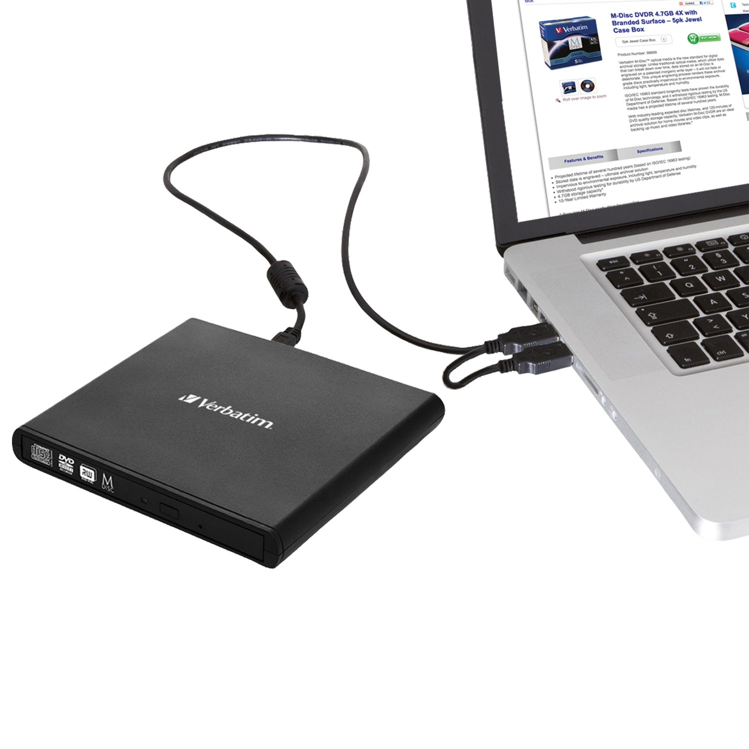 Verbatim CD/DVD-Brenner – USB 2.0, Slimline, für Windows XP, Vista, 7 und weitere
