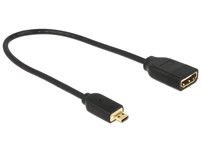 DeLOCK Micro-HDMI auf HDMI Kabel HDMI 2.0 4K 60 Hz – 0,2 m – Ethernet