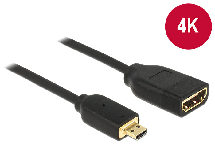 DeLOCK Micro-HDMI auf HDMI Kabel HDMI 2.0 4K 60 Hz – 0,2 m – Ethernet