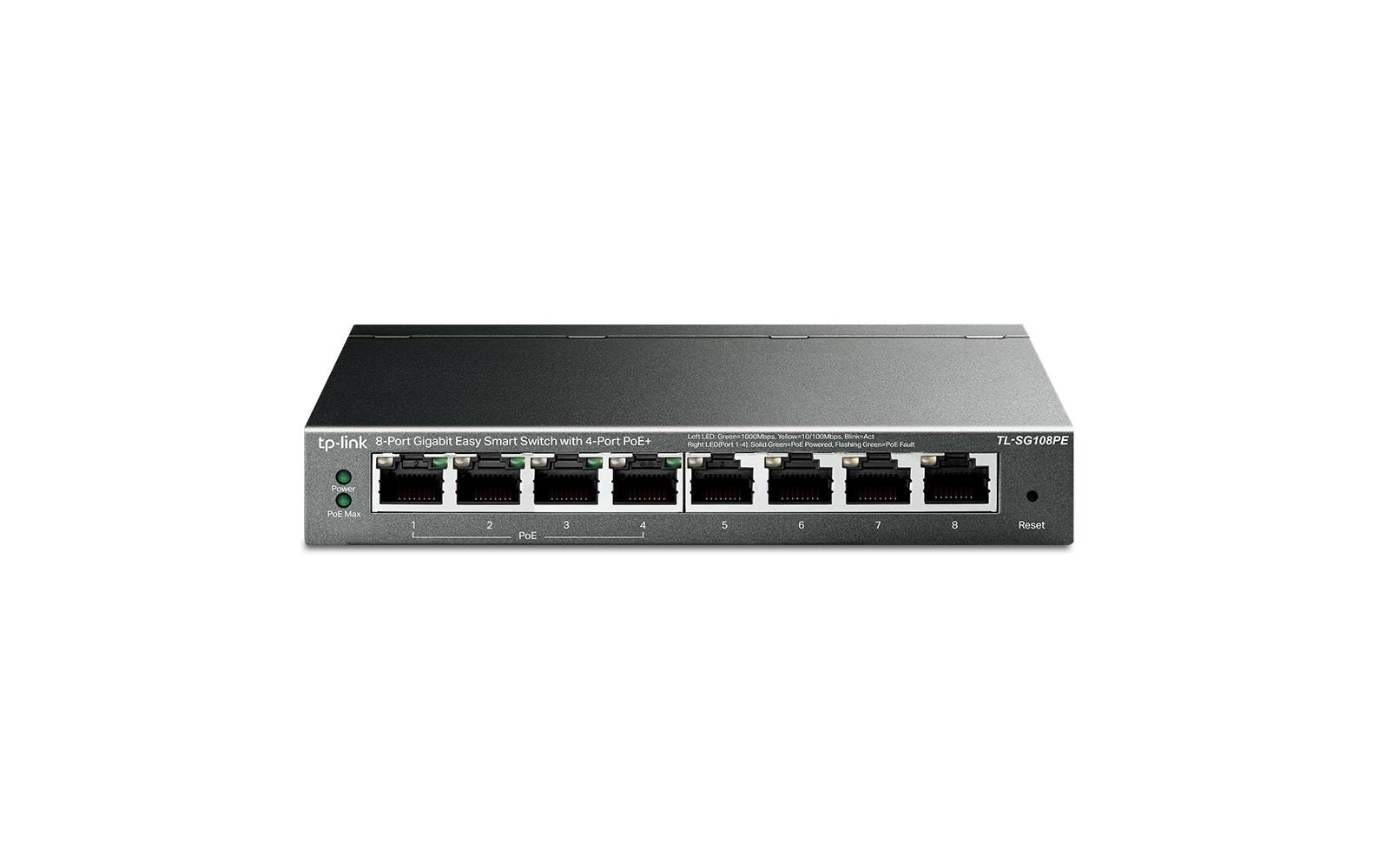 TP-Link TL-SG108PE – Managed Switch – 8×GbE, L2, PoE+ 55 W