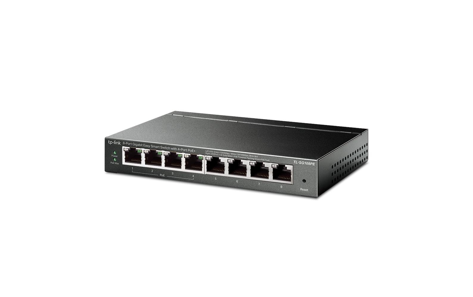 TP-Link TL-SG108PE – Managed Switch – 8×GbE, L2, PoE+ 55 W