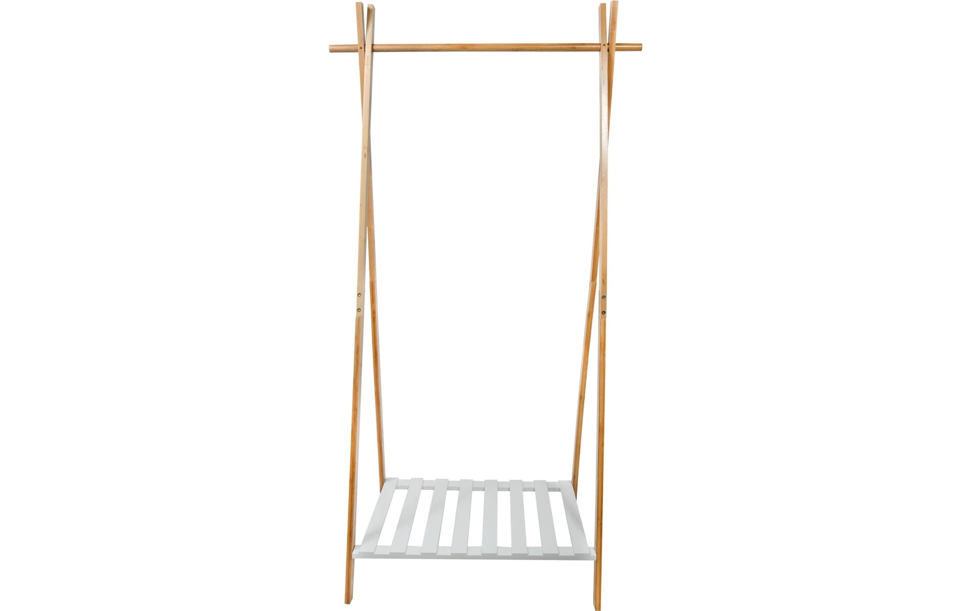 MSV Garderobenständer – Bambus/MDF – Weiss/Natur – 1'605 mm