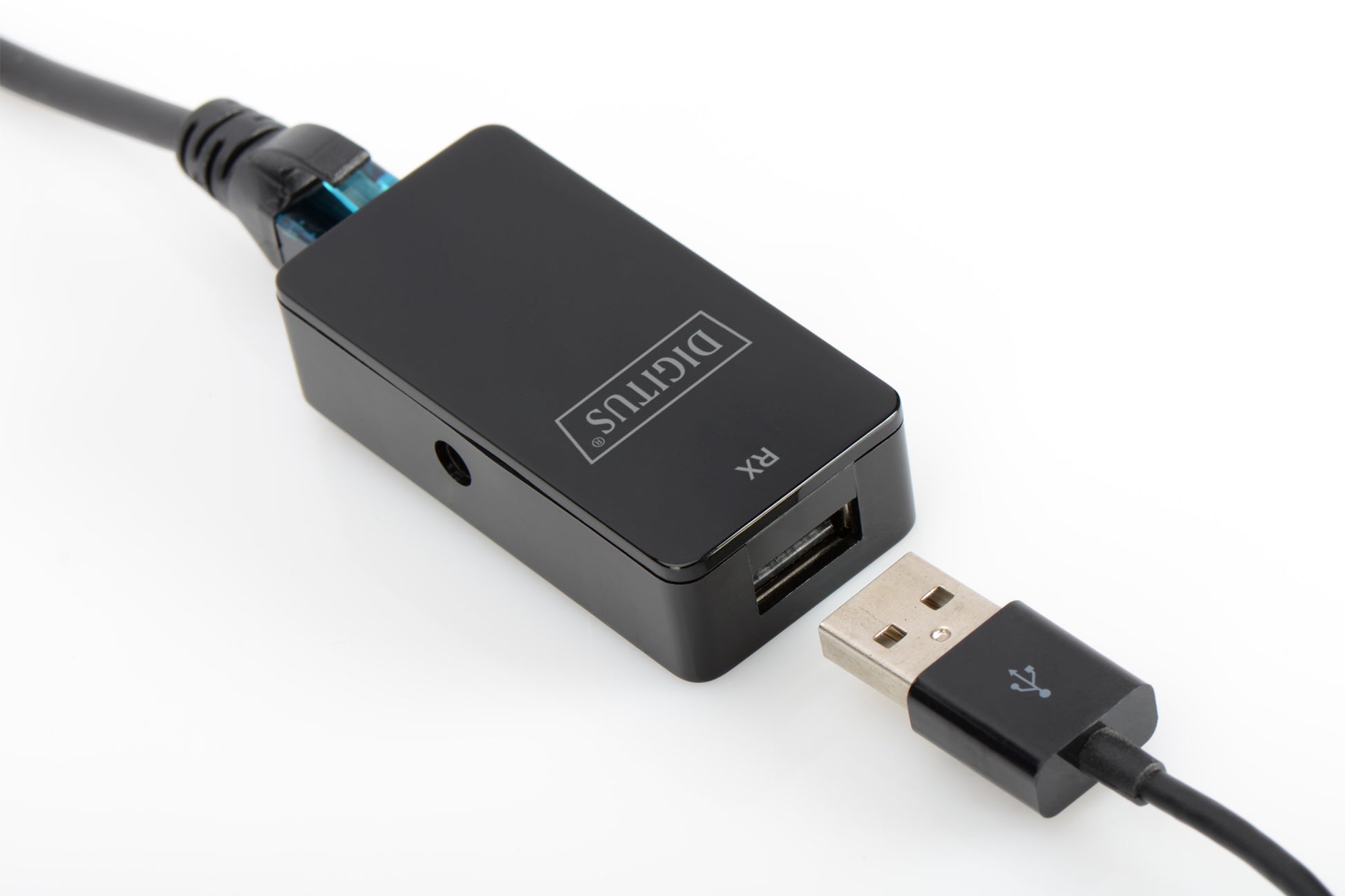 Digitus DA-70141 USB-Extender-Set – USB 2.0, bis 50 m über Cat5/5e/6, PoE-fähig, 1× USB-A – Schwarz