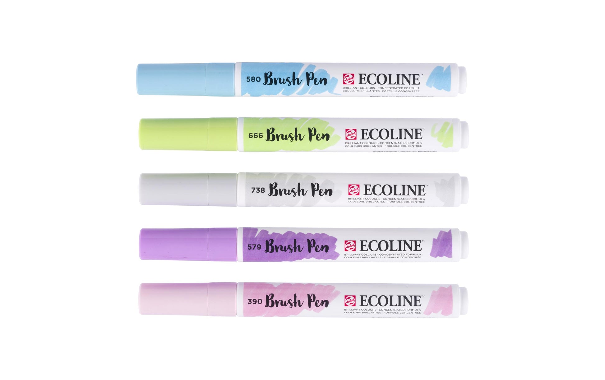 Talens Ecoline Brush Pen Pastell – Pinselspitze, wasservermalbar, 5 Farben