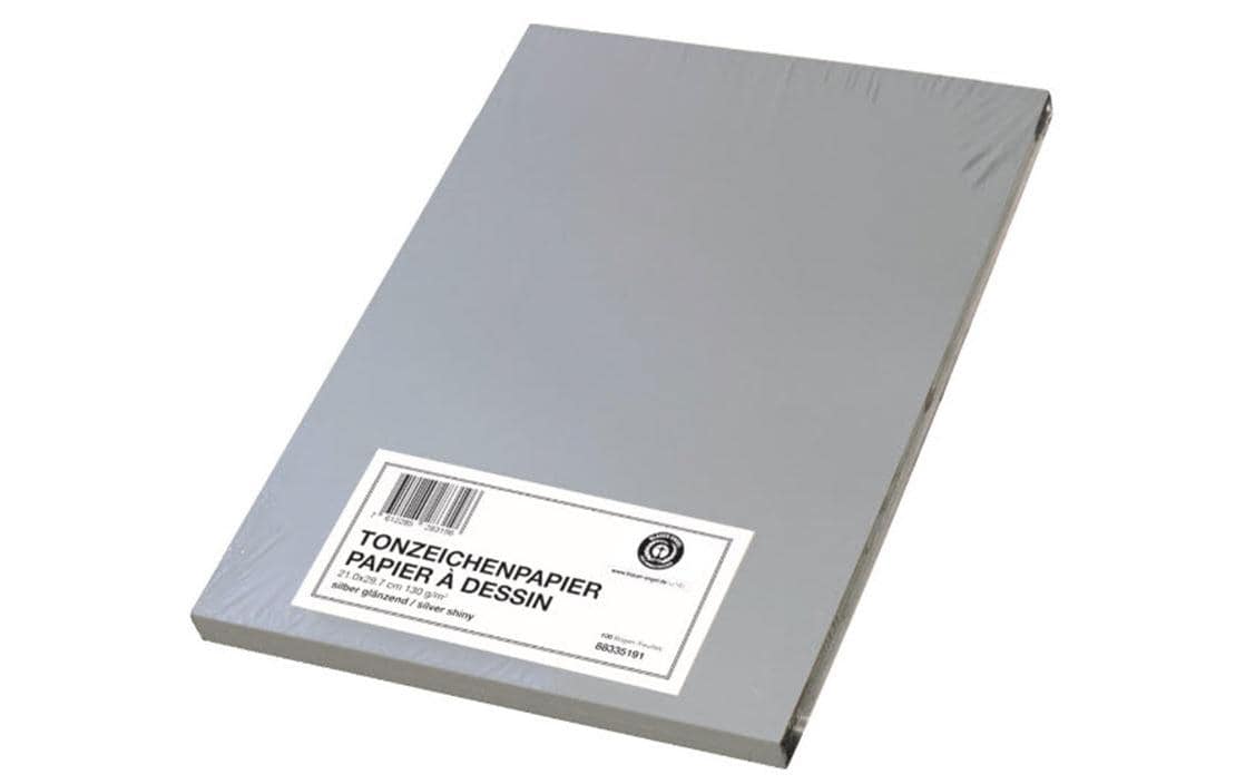 Papyrus Zeichenpapier A4, 130 g/m², silber, glänzend