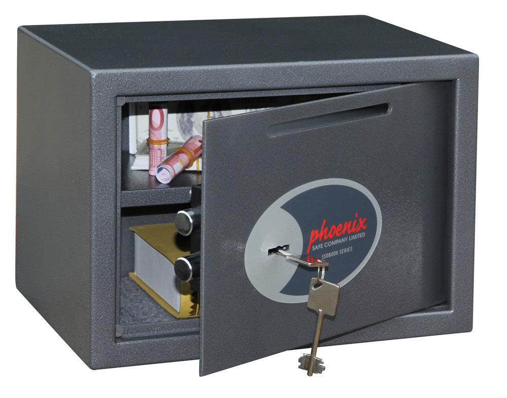 Phoenix Safe Co. Phoenix Möbeltresor SS0802KD – Schlüsselschloss – 17 l – Boden-/Wandmontage – Graphitgrau