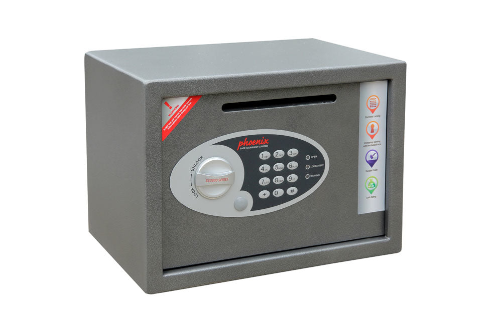 Phoenix Safe Co. Phoenix Tresor VELA HOME/OFFICE SS0802ED – Elektronikschloss – 17 l – Boden-/Wandmontage – Graphitgrau