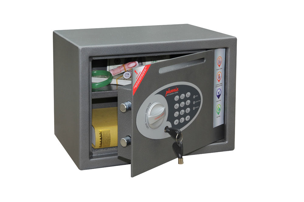 Phoenix Safe Co. Phoenix Tresor VELA HOME/OFFICE SS0802ED – Elektronikschloss – 17 l – Boden-/Wandmontage – Graphitgrau