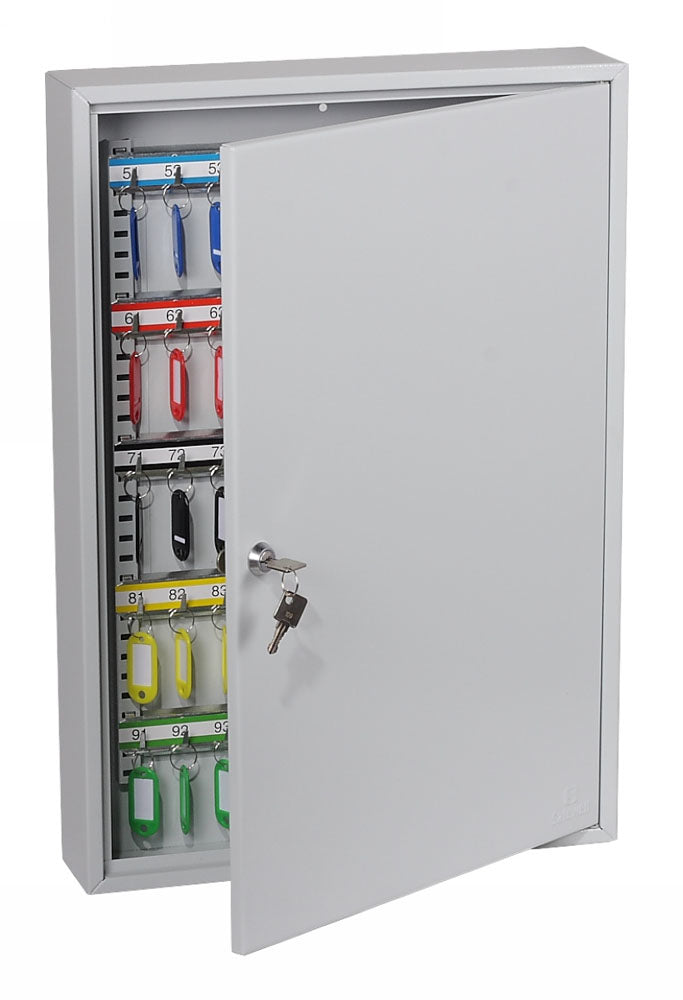 Phoenix Safe Co. Phoenix KC0603K – Schlüsselschrank, für 100 Schlüssel, Zylinderschloss, Grau, 380 × 80 × 550 mm