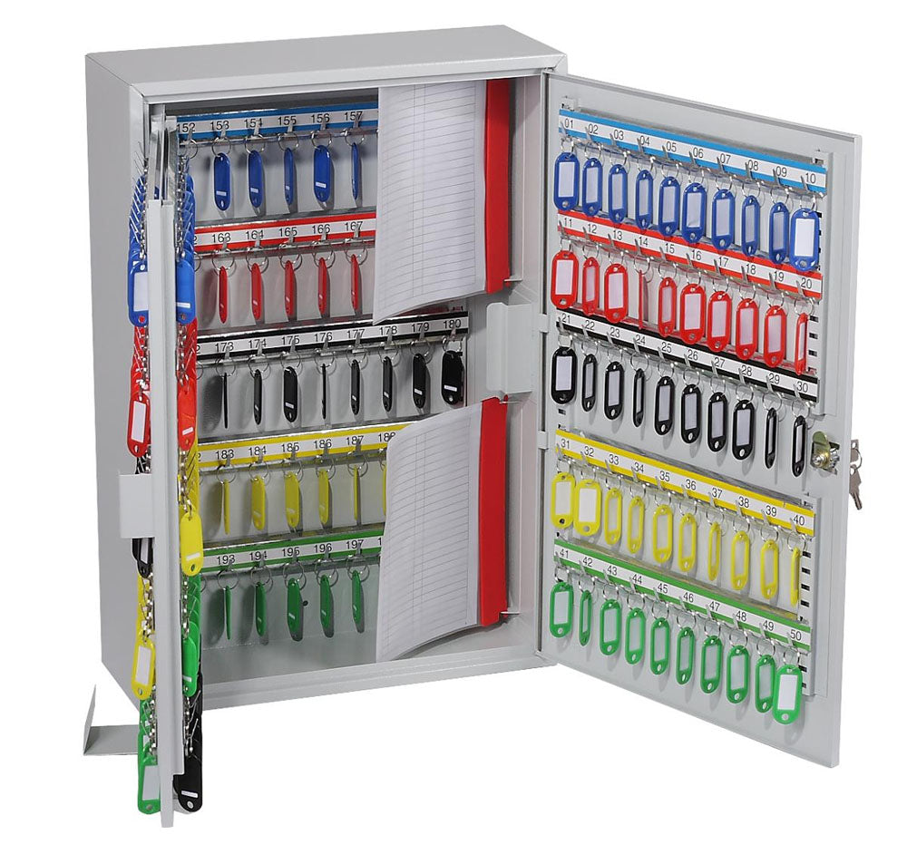 Phoenix Safe Co. KC0604K – Schlüsselschrank für 200 Schlüssel, Zylinderschloss, Grau, 380 × 140 × 550 mm
