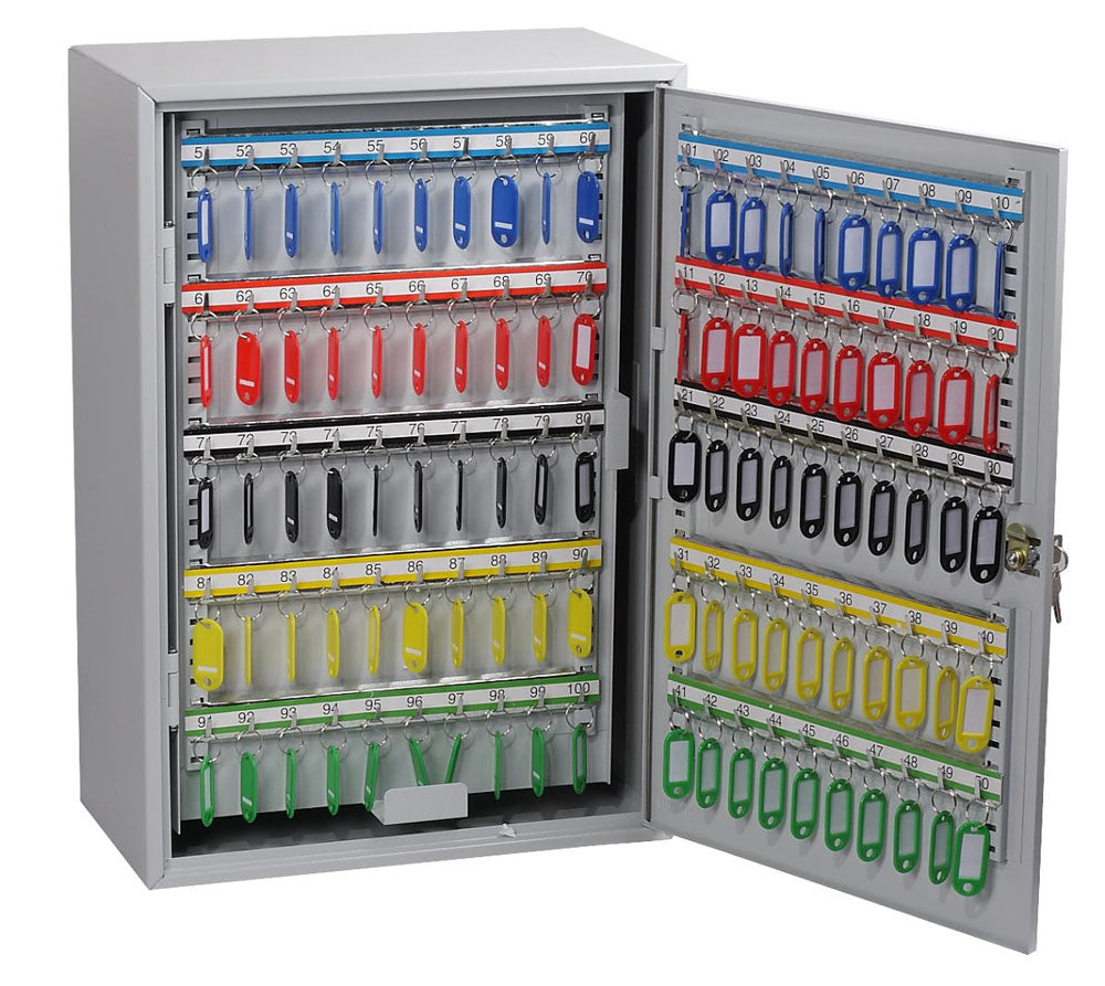 Phoenix Safe Co. KC0604K – Schlüsselschrank für 200 Schlüssel, Zylinderschloss, Grau, 380 × 140 × 550 mm