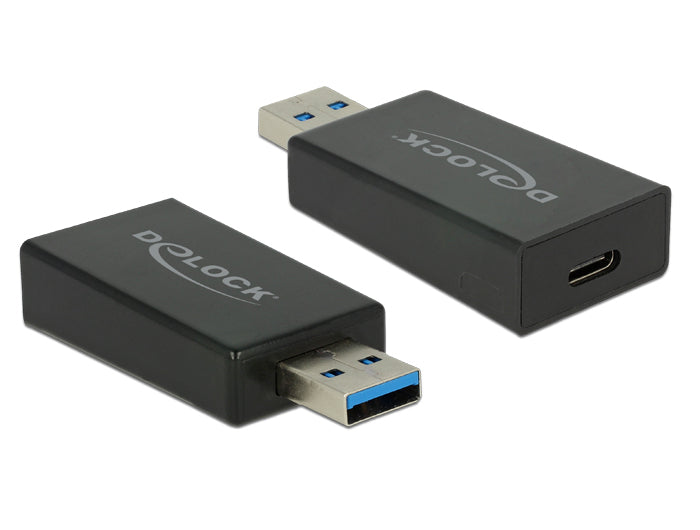 DeLOCK 65689 Adapter USB-A zu USB-C – USB 3.2 Gen 2 (10 Gbit/s), 1,5 A, Etron EJ179V – Schwarz