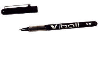 Pilot V-Ball – Tintenroller, dokumentenecht, mit Kappe, 0,3 mm, schwarz
