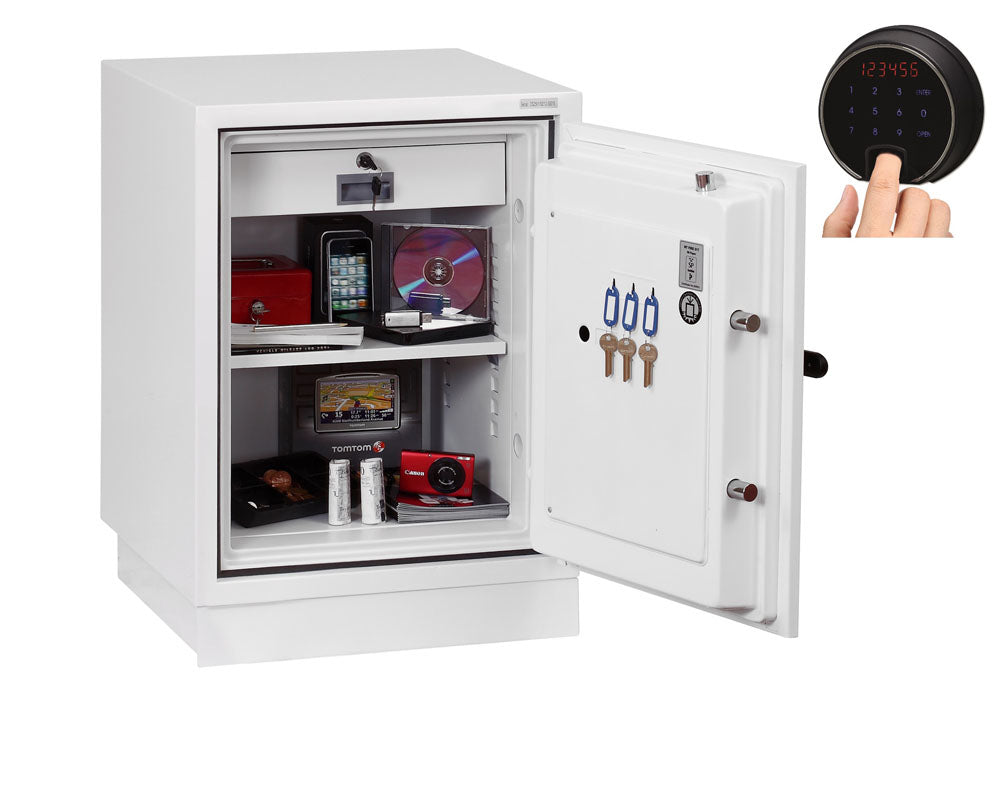Phoenix Safe Co. Phoenix Feuerschutzbox Fire Fighter FS0441F – Fingerprint – 63 l – Feuerschutz 120 min – Bodenmontage – Weiss