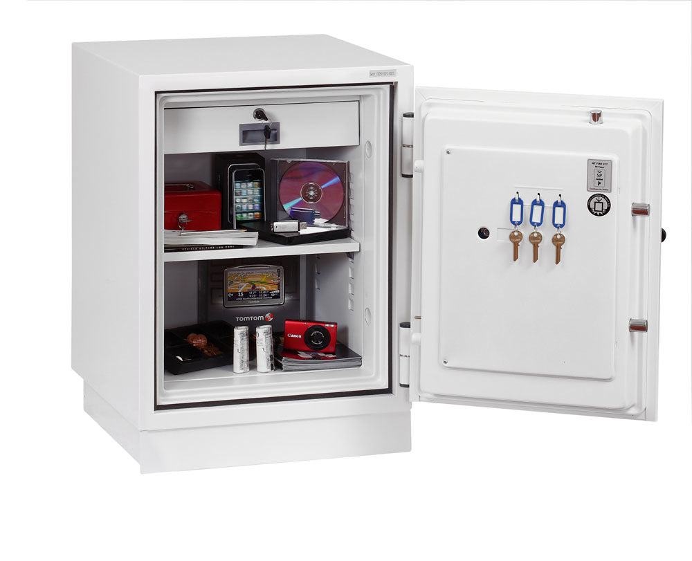 Phoenix Safe Co. Phoenix Feuerschutzbox Fire Fighter FS0441F – Fingerprint – 63 l – Feuerschutz 120 min – Bodenmontage – Weiss