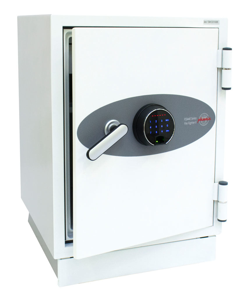 Phoenix Safe Co. Phoenix Feuerschutzbox Fire Fighter FS0441F – Fingerprint – 63 l – Feuerschutz 120 min – Bodenmontage – Weiss