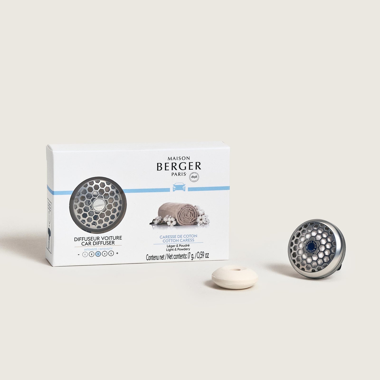 Maison Berger Paris Honey Comb – Auto-Lufterfrischer Clip, 28 Tage, Silber